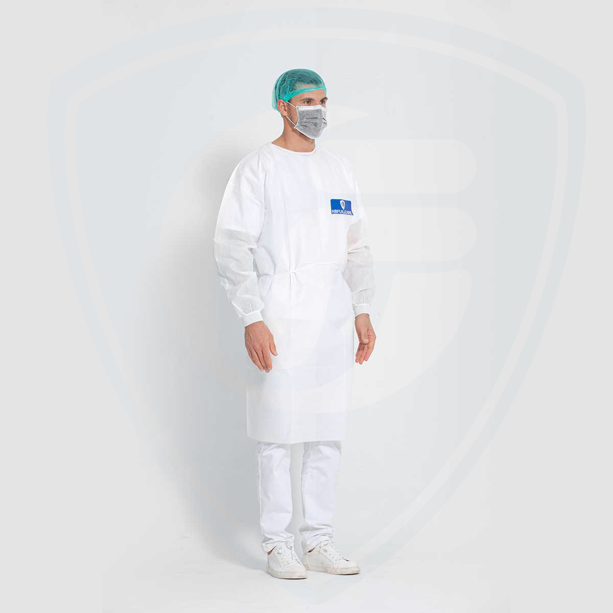 Camice chirurgico monouso bianco per isolamento medico impermeabile AAMI PB70 Level3